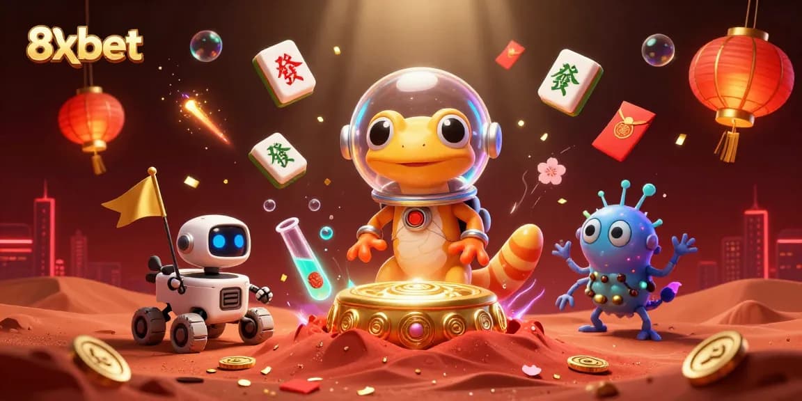 Experience excitement with 8xbet as the Martian gecko discovers a golden casino on Mars.