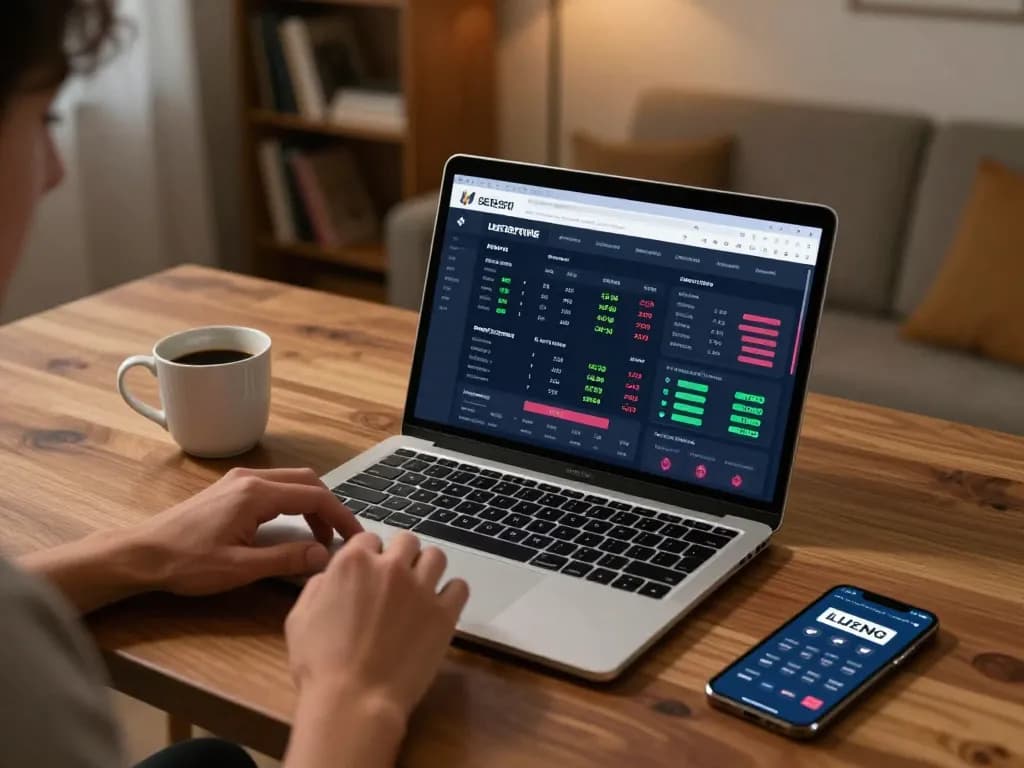 Player using alo8 for live sports betting on a laptop, showcasing strategic gaming decisions.