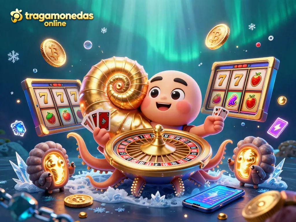 Juega en tragamonedas en línea con el nautilus y lotería de símbolos brillantes.
