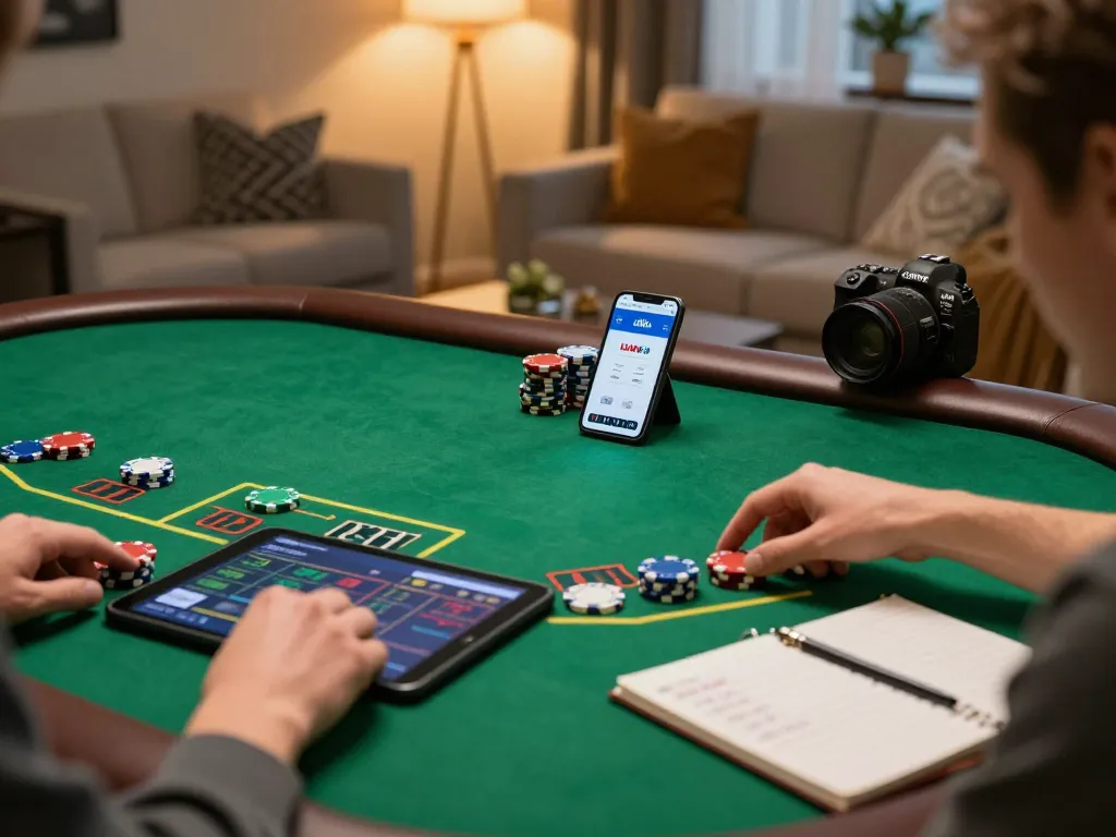 Engaging in an online blackjack game on the LLWIN app while enjoying a cozy home environment