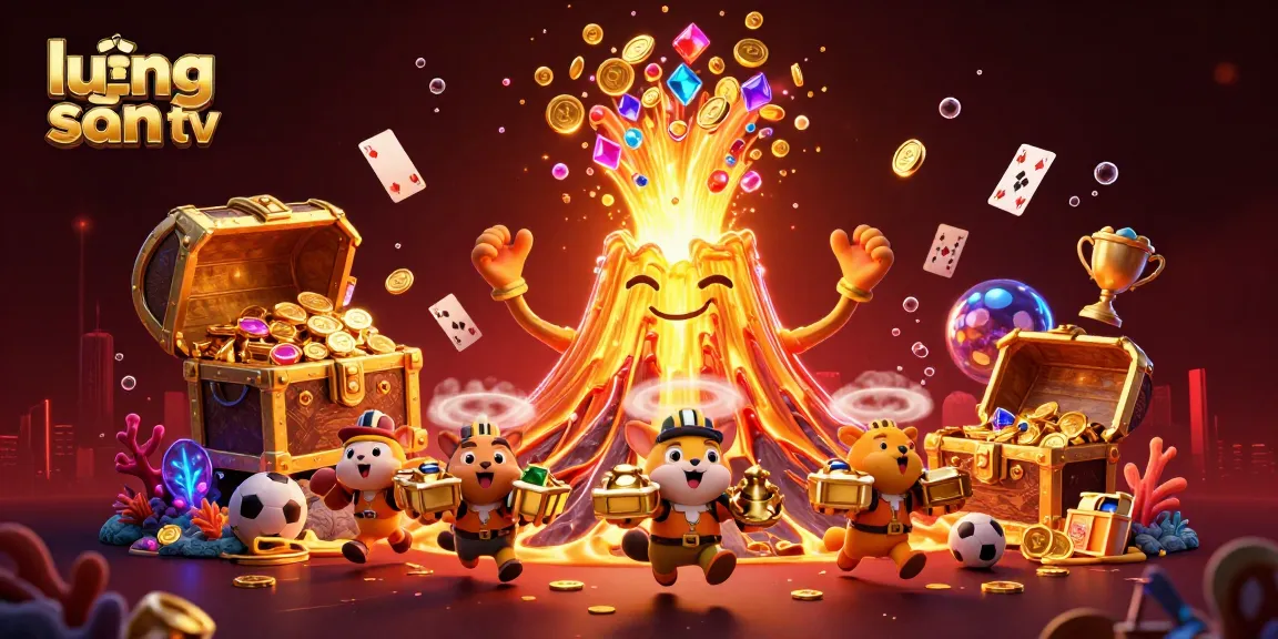 Lương sơn tv showcases a vibrant scene of treasure hunting in an energetic casino-themed illustration.
