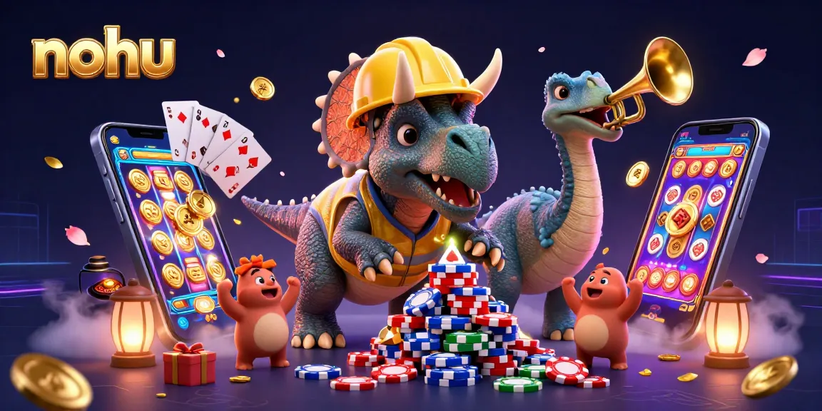 Experience the excitement of nohu with a dynamic 3D illustration celebrating casino action.