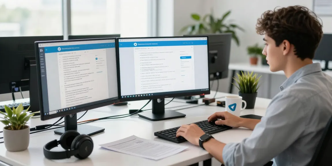 Seamless integration of Telegram Web in a modern workspace with professional analyzing data.