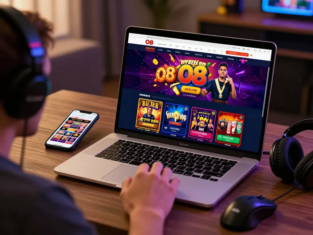 Player exploring link vào o8 on a modern gaming setup, showcasing live dealer options and vibrant slot games.