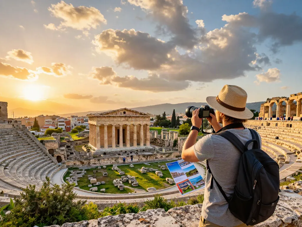 Explorador en Siracusa, disfrutando de la historia de the-sierakaudalo al atardecer.