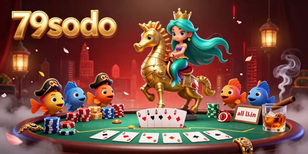 79sodo enchanted casino scene showcasing vibrant characters and dynamic poker elements in an adventurous atmosphere.