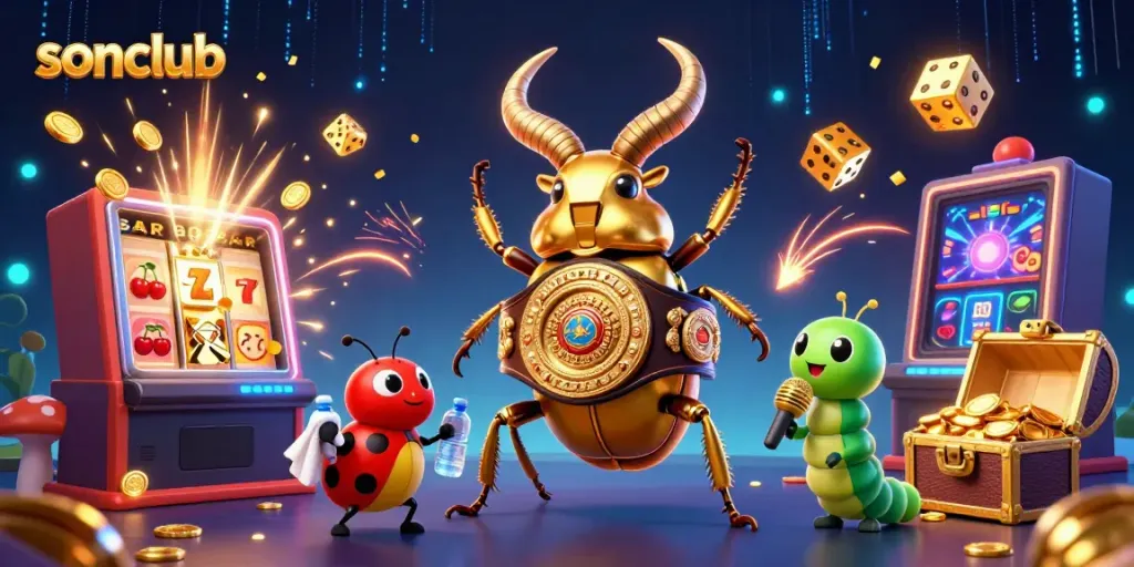 Experience winning at Sonclub with dynamic 3D visuals featuring engaging characters and exciting casino elements!