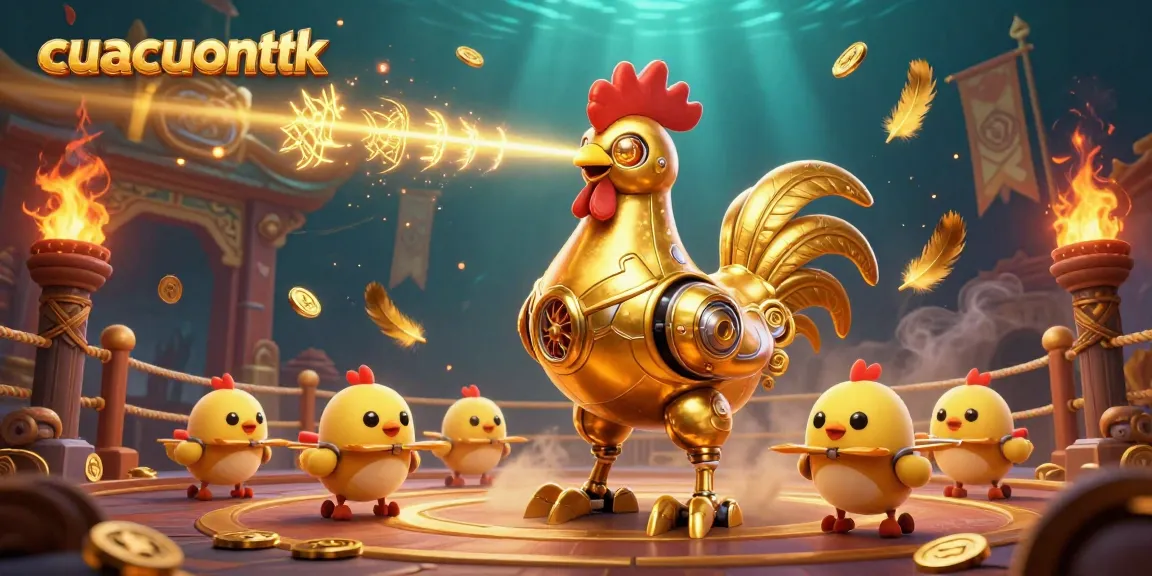 Engage with cuacuonttk's thrilling betting arena featuring golden elements and an epic rooster robot!