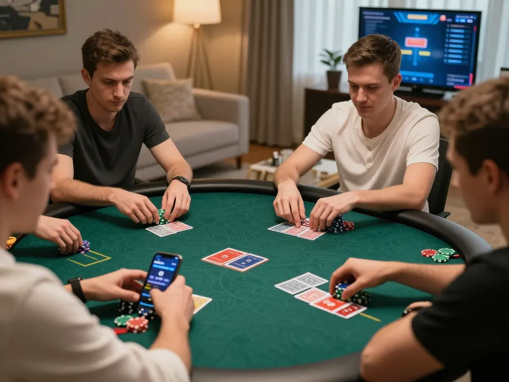 engaged players in online gamebaidoithuong poker session strategizing their next moves