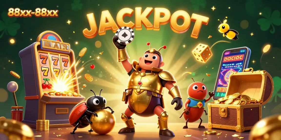 Engage in thrilling casino action with 88xx-88xx as a glorious beetle lifts a poker chip.