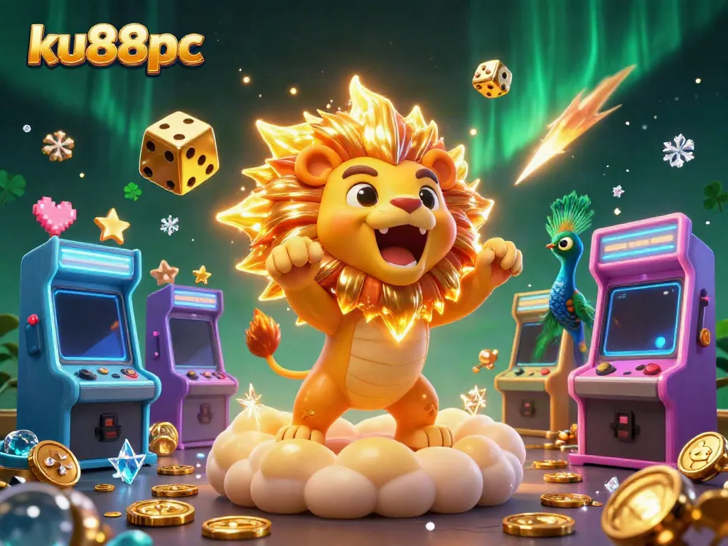 Engage with ku88pc's thrilling casino experience featuring golden elements and cartoon characters.