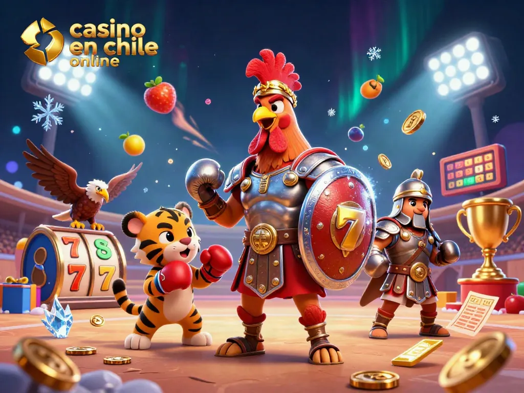 Juega en el casino en Chile online con energía en un emocionante escenario lleno de tragamonedas y elementos de juego.