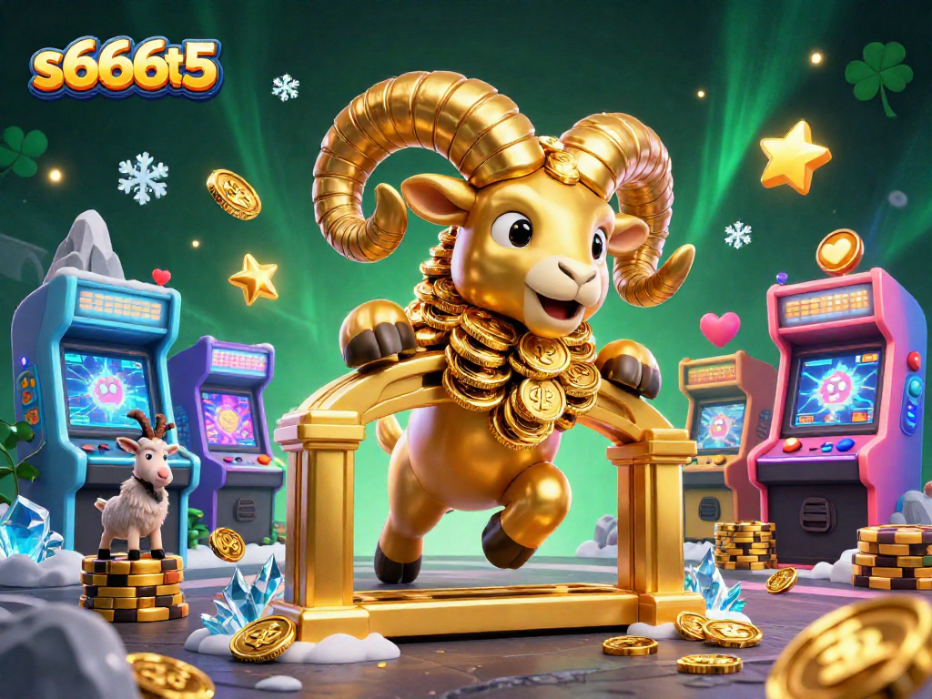 Experience thrilling wins with s666t5's golden ram charging through a vibrant casino scene.
