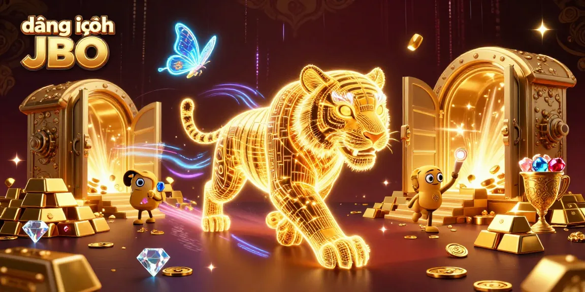 Experience the thrill of đăng nhập JBO with vibrant casino elements like treasure and neon decorations.