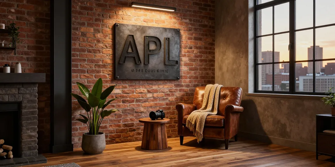 Industrial wall lamp illuminating a cozy living space with plants and vintage decor.