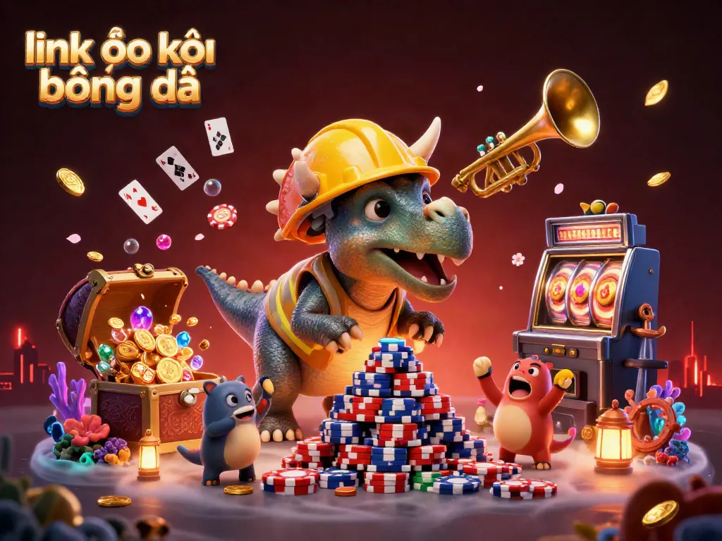 Engage with link vào kết quả bóng đá through this vibrant casino-themed illustration showcasing dynamic characters and gambling elements.