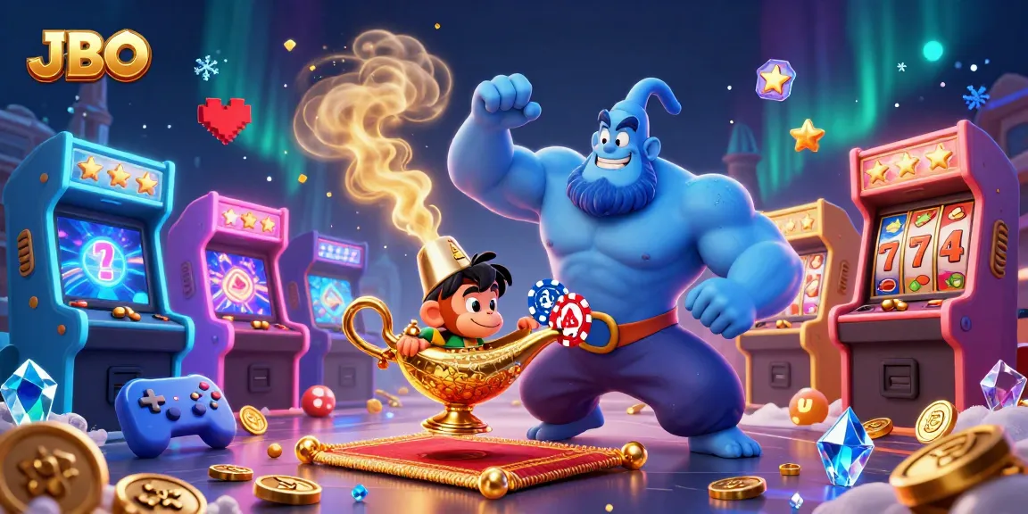 Experience thrilling JBO gameplay with a magical genie, poker chips, and captivating casino elements.