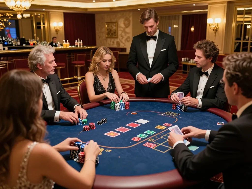 SC88 Vip players engaging in strategic poker game in luxurious casino setting