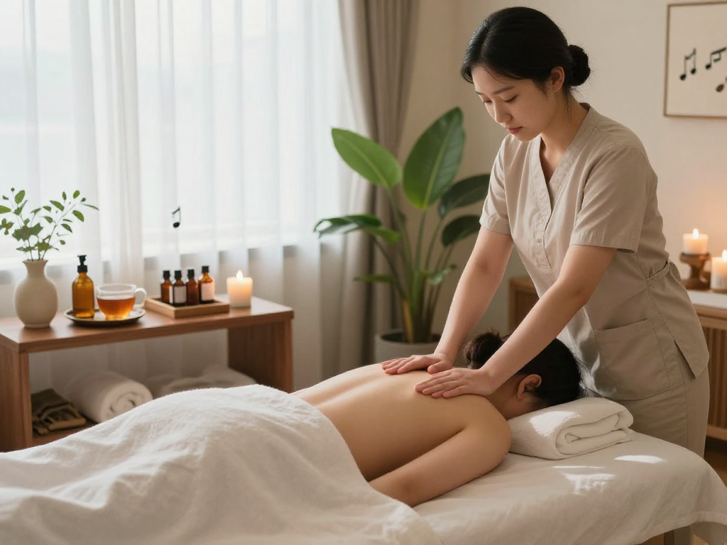 Rejuvenating 서울출장마사지 session with relaxing atmosphere and skilled therapist in serene spa setting.