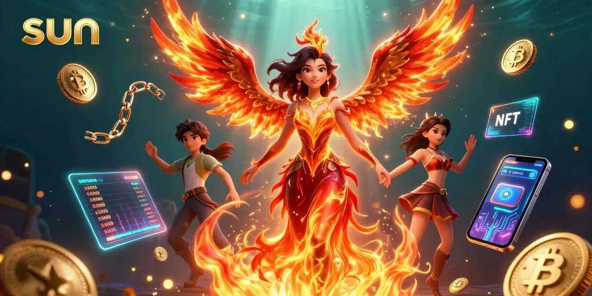 Experience thrilling gameplay at Sun, illustrated by a striking Asian character in a fiery gown.