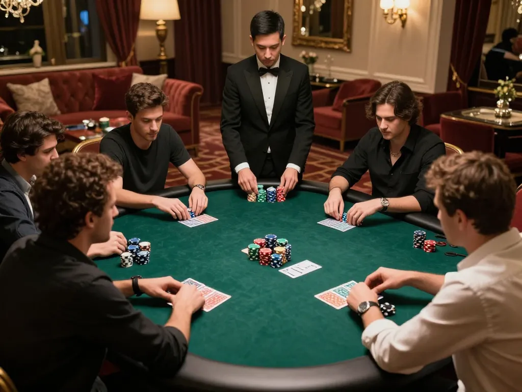 Players engaging in a strategic poker game at CM88's luxury gaming table.