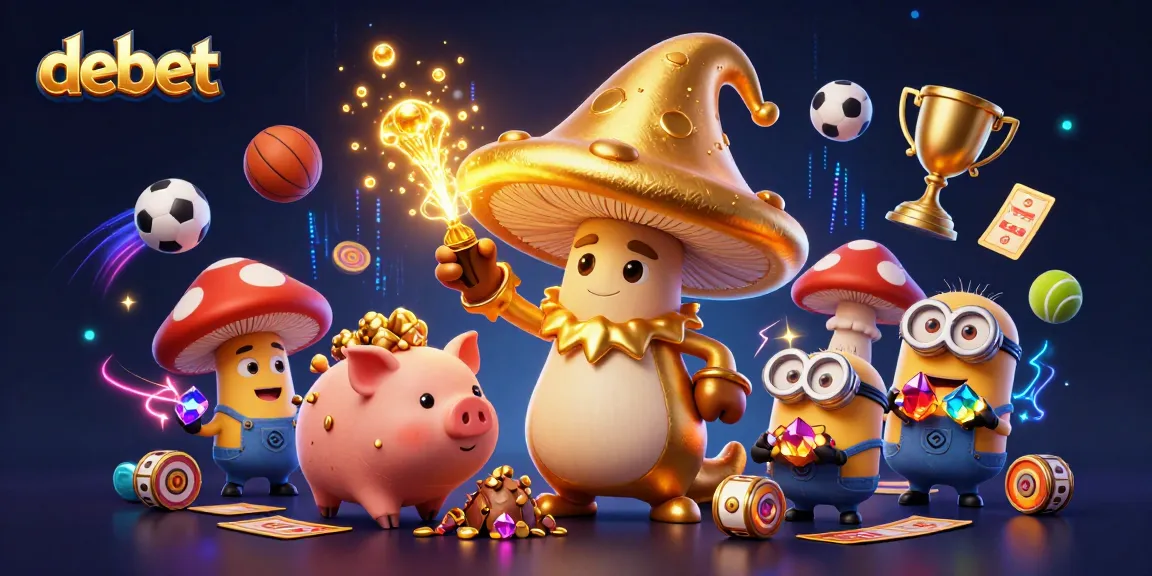 Experience the thrill of debet casino with golden wizard, sports elements, and vibrant visuals.