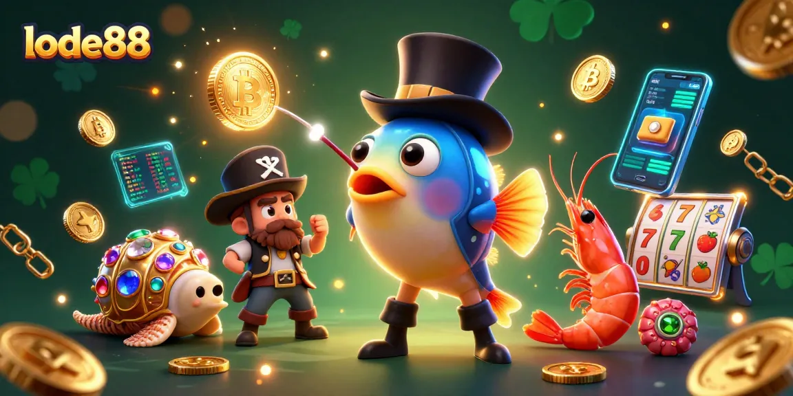 lode88 showcases an exciting casino scene with unique sea creatures and rich gaming elements.