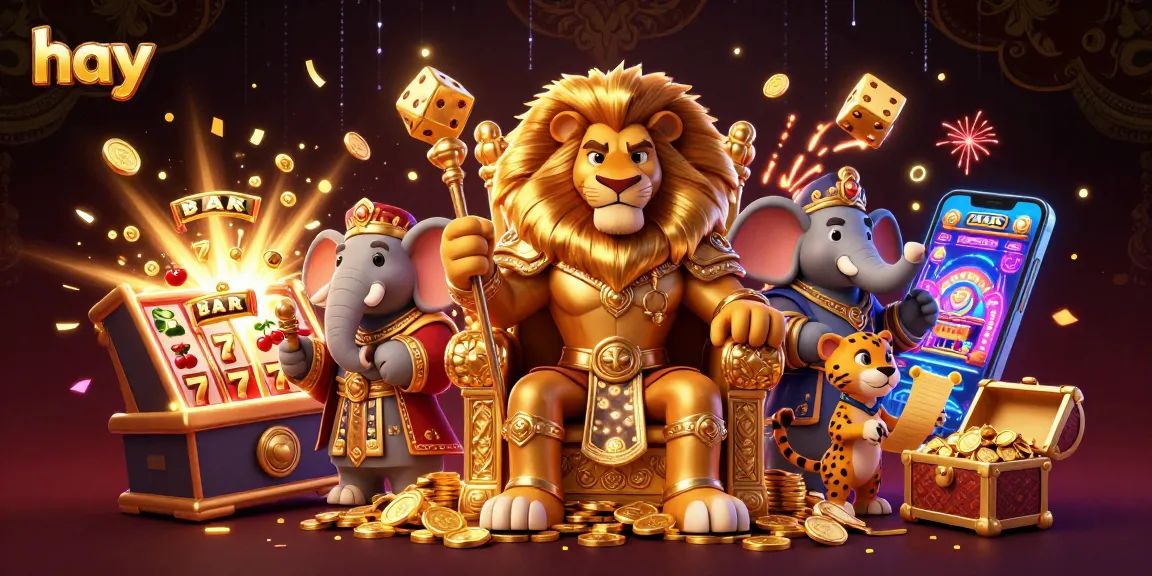 Experience thrilling jackpots with hay as the lion king guides players through a vibrant casino adventure.