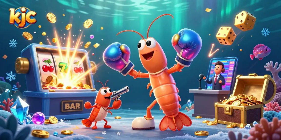 Engage with the vibrant KJC gaming world, featuring an animated underwater casino explosion of jackpot fun!